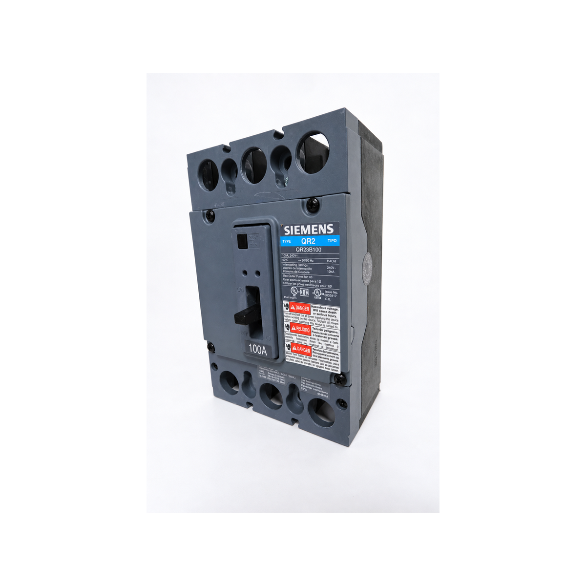 Siemens QR23B100 Type QR2 100A 3-pole molded case circuit breaker