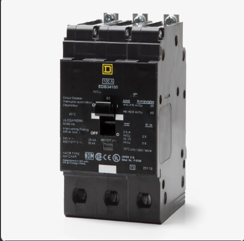 Square D EDB34100 Circuit Breaker 3 Pole 100A