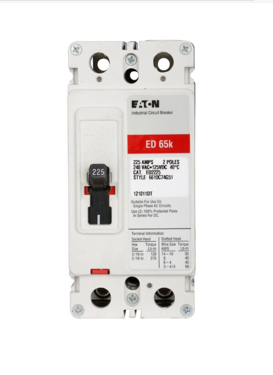 Eaton Cutler Hammer ED2100L Molded Case Circuit Breaker 100A